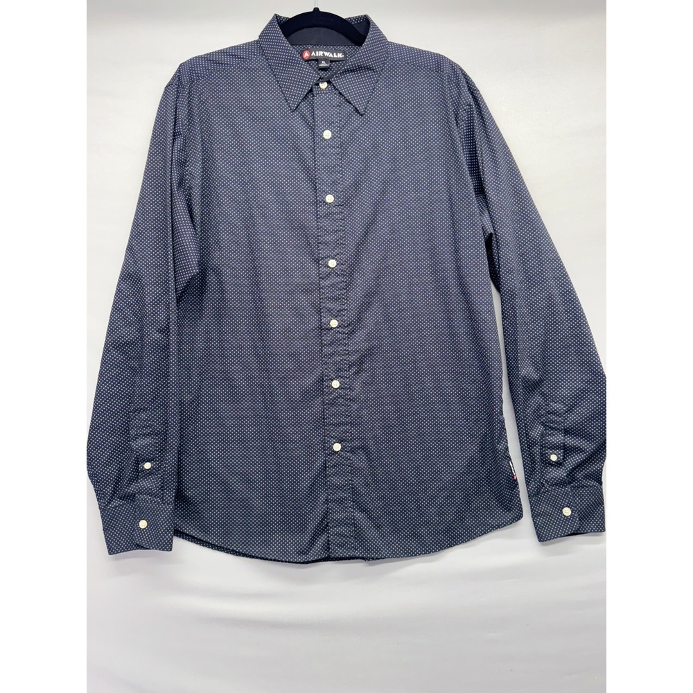 Airwalk Shirt Men Size XL Black and White Button Up Long Sleeve Pocket Casual